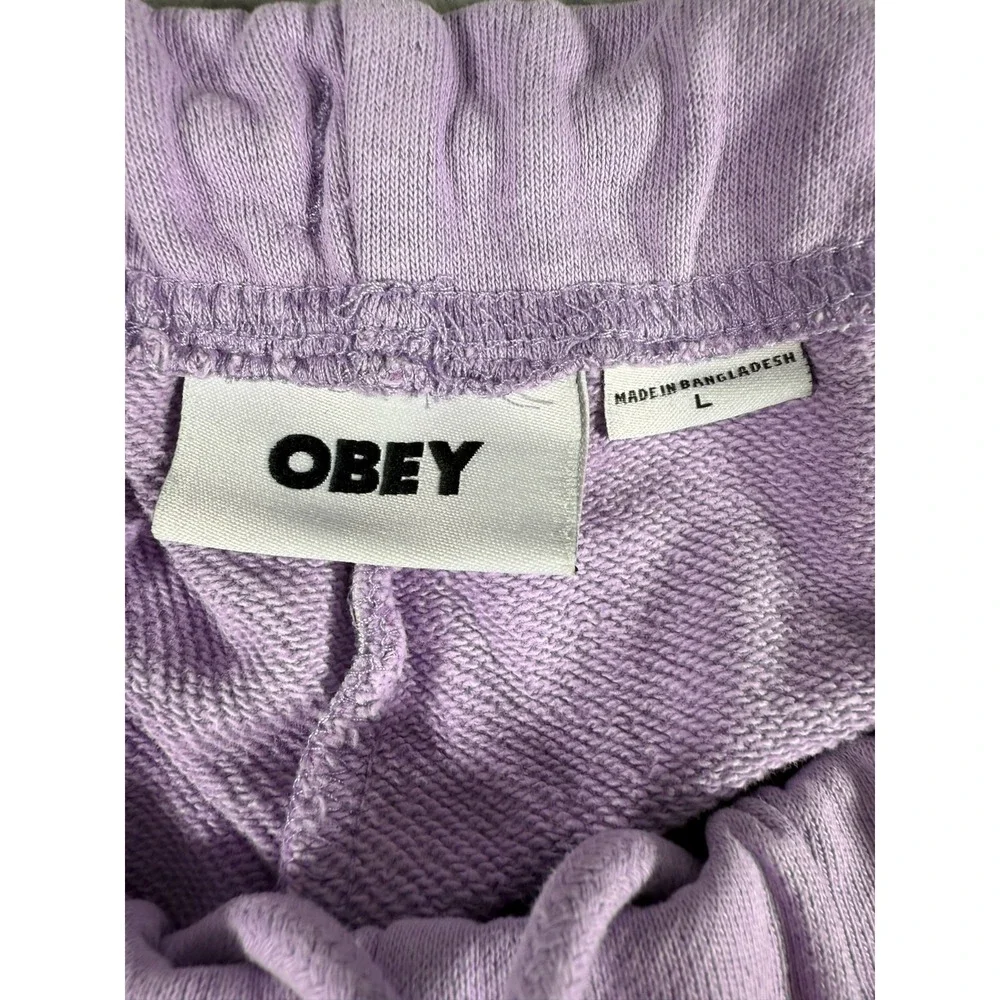 OBEY Men's Logo Sweatpants Digital Lavender Size Large Drawstring Elastic Waist
